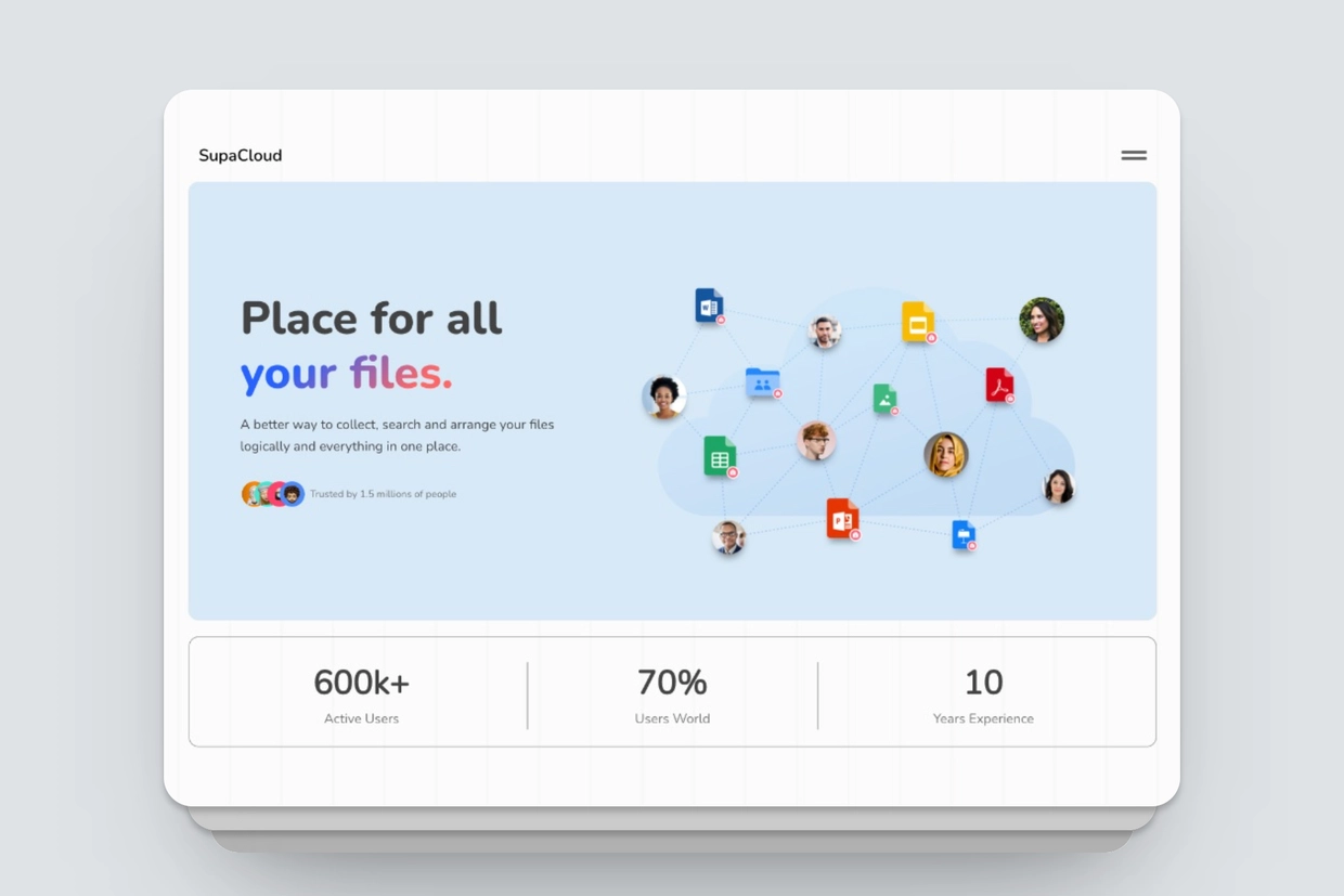 SupaCloud website template for blocs